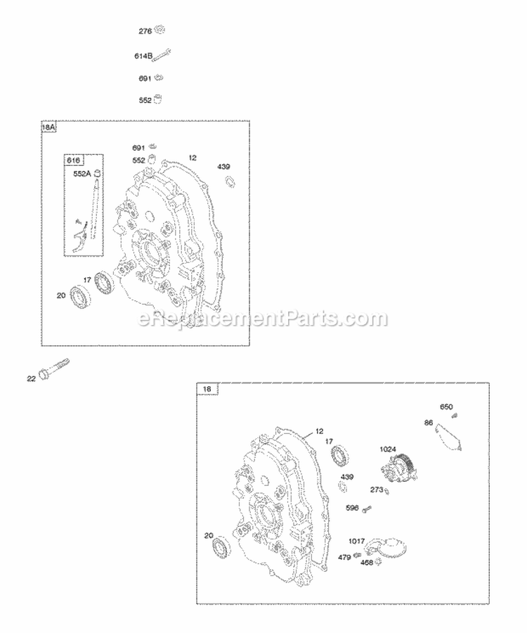 Crankcase CoverSump Intake Manifold Diagram and Parts List for 295447-0142-E1  Briggs and Stratton Engine
